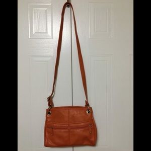 Leather Soprano Pumpkin-Coloured shoulder Bag